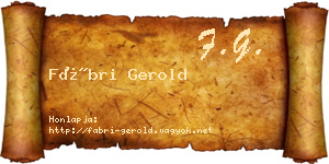 Fábri Gerold névjegykártya